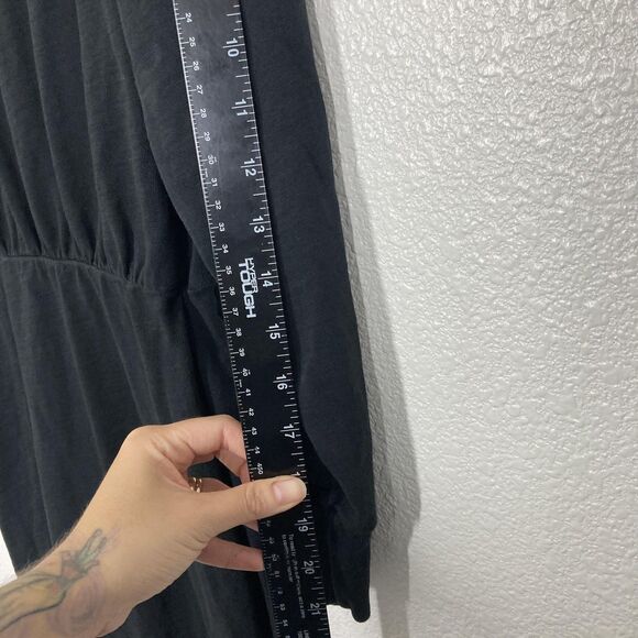 Nation LTD Lisa Dress Small Jet Black Mock Neck Long Sleeve Cotton Button Hem - Picture 7 of 16